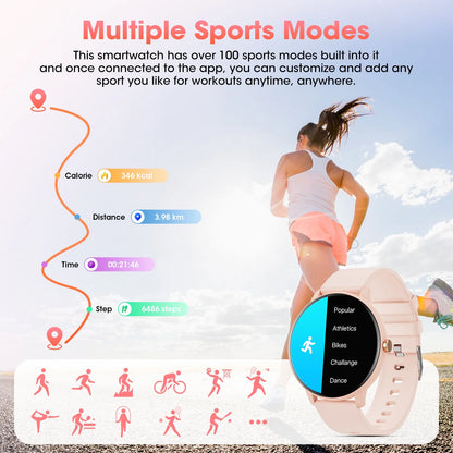Smart Watch (Answer/Dial Call),1.39" Touch Display Fitness Tracker with Sport Modes, Smartwatch with IP68 Waterproof,Step Counter Watch Fits for Android (Pink)
